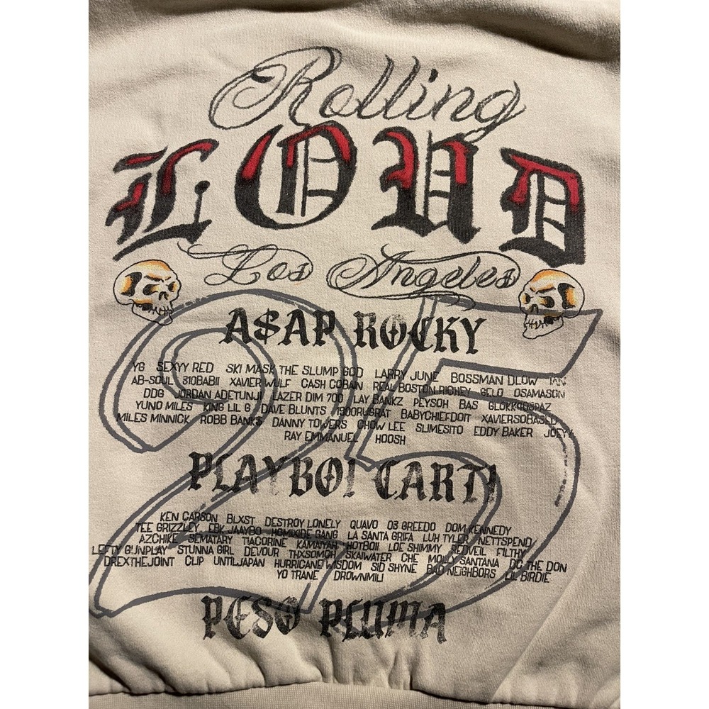 Rolling Loud Los Angeles 2025 TATTOO IVORY LINEUP HOODIE Size XL Preowned - Picture 6 of 11